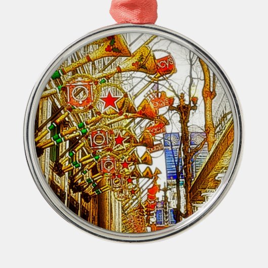 Weihnachten in Chicago Silbernes Ornament (Vorne)