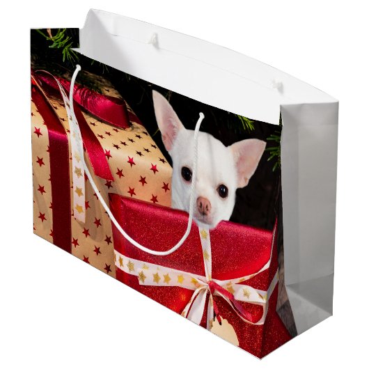 Weihnachten in Chihuahua Große Geschenktüte (Rückseite Schrägansicht)