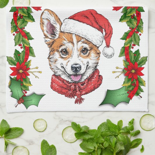 Weihnachten in Corgi Geschirrtuch (Gefaltet)