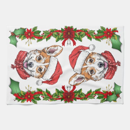 Weihnachten in Corgi Geschirrtuch (Horizontal)