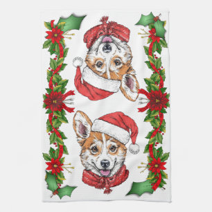 Weihnachten in Corgi Geschirrtuch