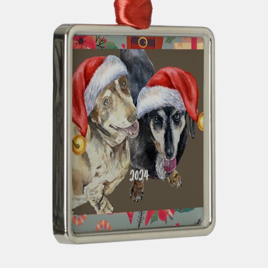 Weihnachten in Dachsund 2024 Ornament Aus Metall (Rechts)