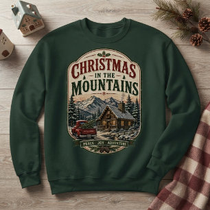 Weihnachten in den Bergen Vintage-Roter LKW Sweatshirt