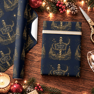 Weihnachten in den Sternen Nordpol Geschenkpapier