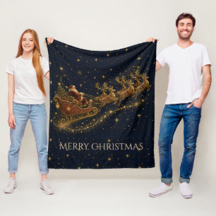 Weihnachten in den Sternen Santas Schlitten Fleecedecke