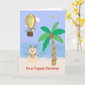 Weihnachten in den Tropen Palm Tree & Sand Snowman Karte (Gelbe Blume)