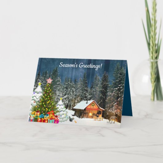 Weihnachten in der Hütte Karte (Vorderseite)