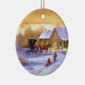 Weihnachten in der Hütte Keramik Ornament (Rechts)