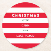 Weihnachten in der Hütte Roter Wasserreifen Runde Runder Pappuntersetzer (Vorderseite)