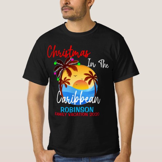 Weihnachten in der Karibik farbenfrohe Schiffsreis T-Shirt (Vorderseite)