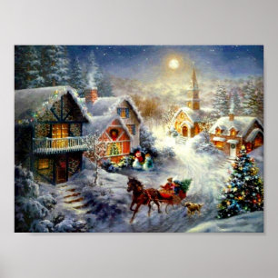 Weihnachten in der kleinen Gemeinde Poster