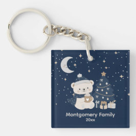 Weihnachten in der Mitternacht | Navy, Silber & Go Schlüsselanhänger