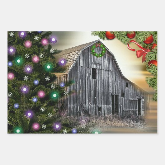 Weihnachten in der Scheune Geschenkpapier Set (Vorderseite)