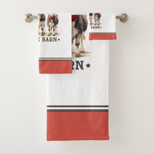 Weihnachten in der Scheune Rustikale Kühe in Weihn Badhandtuch Set (Insitu)