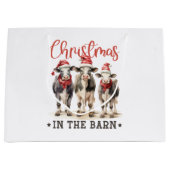 Weihnachten in der Scheune Rustikale Kühe in Weihn Große Geschenktüte (Vorderseite)