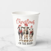 Weihnachten in der Scheune Rustikale Kühe in Weihn Pappbecher (Rückseite)