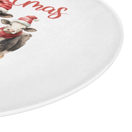 Weihnachten in der Scheune Rustikale Kühe in Weihn Schneidebrett (Ecke)