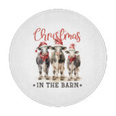 Weihnachten in der Scheune Rustikale Kühe in Weihn Schneidebrett (Vorderseite)