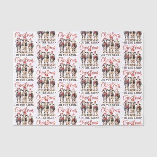 Weihnachten in der Scheune Rustikale Kühe in Weihn Seidenpapier (Vorderseite)