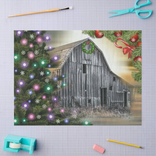 Weihnachten in der Scheune Seidenpapier (Basteln)