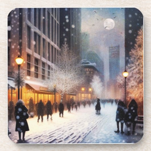 Weihnachten in der Stadt Getränkeuntersetzer (Vorderseite)