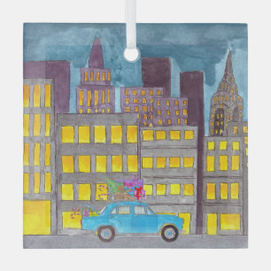 Weihnachten in der Stadt individuell anpassbar Ornament Aus Glas