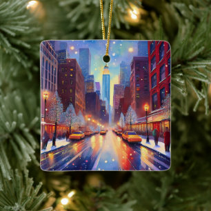 Weihnachten in der Stadt Keramikornament