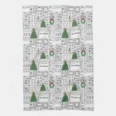 Weihnachten in der Stadt Personalisiert von Hand G Geschirrtuch (Vertikal)