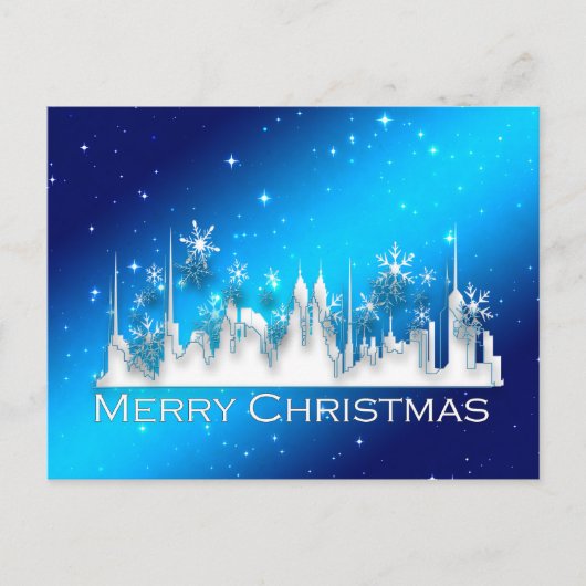 Weihnachten in der Stadt Postkarte (Vorderseite)