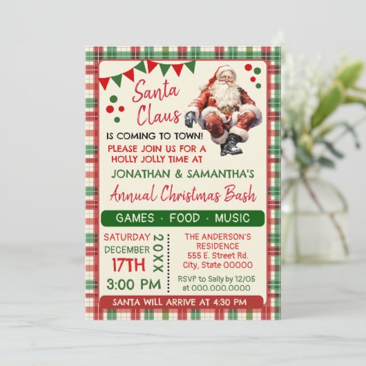 Weihnachten in der Stadt Weihnachten Party Einladung (Stehend Vorderseite)