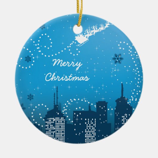 Weihnachten in der Stadt Zollschmuck Keramik Ornament (Vorne)