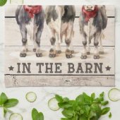 Weihnachten in der Stallkühe mit Weihnachtsmannmüt Geschirrtuch (Gefaltet)