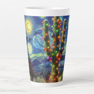 Weihnachten in der Wüste Saguaro Cactus Blue Green Milchtasse