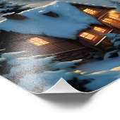 Weihnachten in einem Bergdorf, Polarlichter Fotodruck (Ecke)