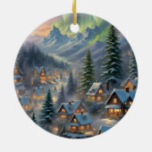 Weihnachten in einem Bergdorf, Polarlichter Keramik Ornament (Hinten)