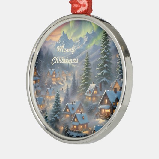 Weihnachten in einem Bergdorf, Polarlichter Ornament Aus Metall (Links)