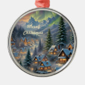Weihnachten in einem Bergdorf, Polarlichter Ornament Aus Metall (Vorne)