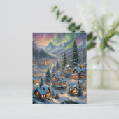 Weihnachten in einem Bergdorf, Polarlichter Postkarte (Stehend Vorderseite)