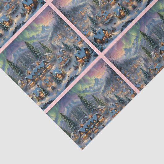 Weihnachten in einem Bergdorf, Polarlichter Seidenpapier (Detail)