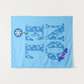 WEIHNACHTEN in einem Bluweihnachtsbaummuster Wandteppich (Vorderseite (Horizontal))