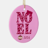 WEIHNACHTEN in einem Burgund Retro Weihnachtsbaumm Keramik Ornament (Rechts)