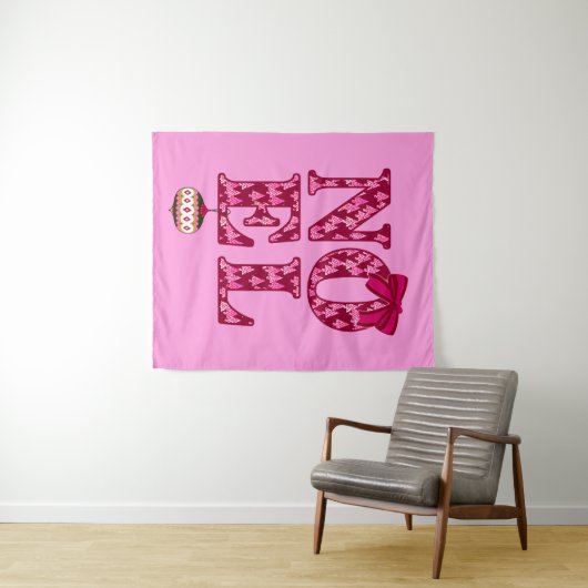 WEIHNACHTEN in einem Burgunder Weihnachtsbaummuste Wandteppich (Beispiel (Horizontal))