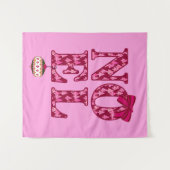 WEIHNACHTEN in einem Burgunder Weihnachtsbaummuste Wandteppich (Vorderseite (Horizontal))