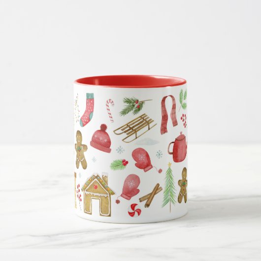 Weihnachten in einer Tasse mit Weihnachtsbildern (Zentrum)