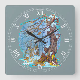 Weihnachten in Elf Hall Acrylmontaguhr Quadratische Wanduhr