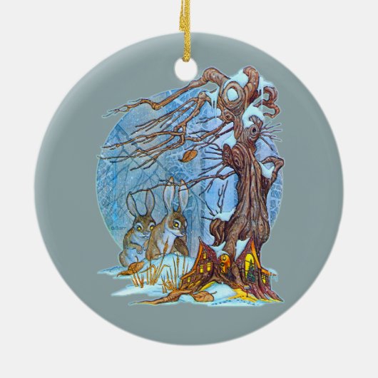 Weihnachten in Elf Hall Keramikornament (Hinten)