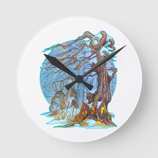 Weihnachten in Elf Hall Runde Wanduhr (Vorderseite)