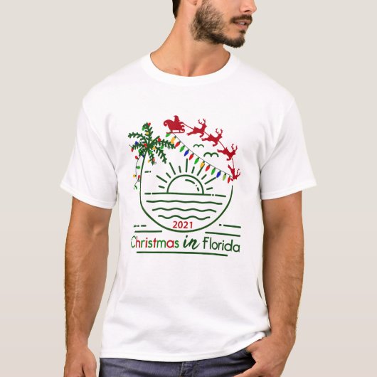 Weihnachten in Florida 2021 Palm Tree Tropical Chr T-Shirt (Vorderseite)