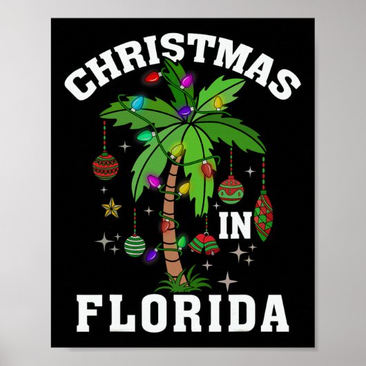 Weihnachten in Florida Deck Der Palme Tree Xmas Wi Poster (Vorne)