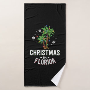Weihnachten in Florida Deck Die Familie Palmen Badehandtuch